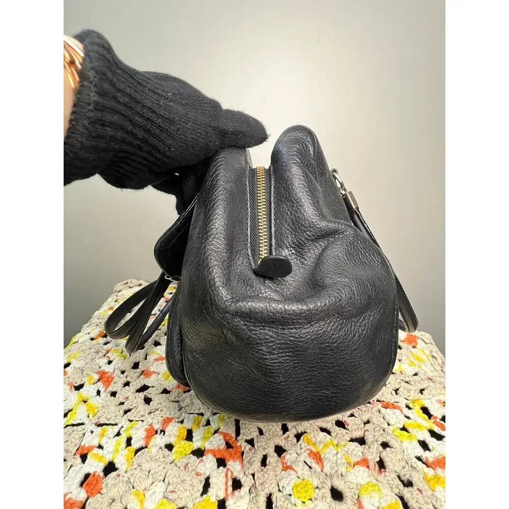 Coach Madison Madeline Black Pebbled Leather East West Satchel Shoulder Bag